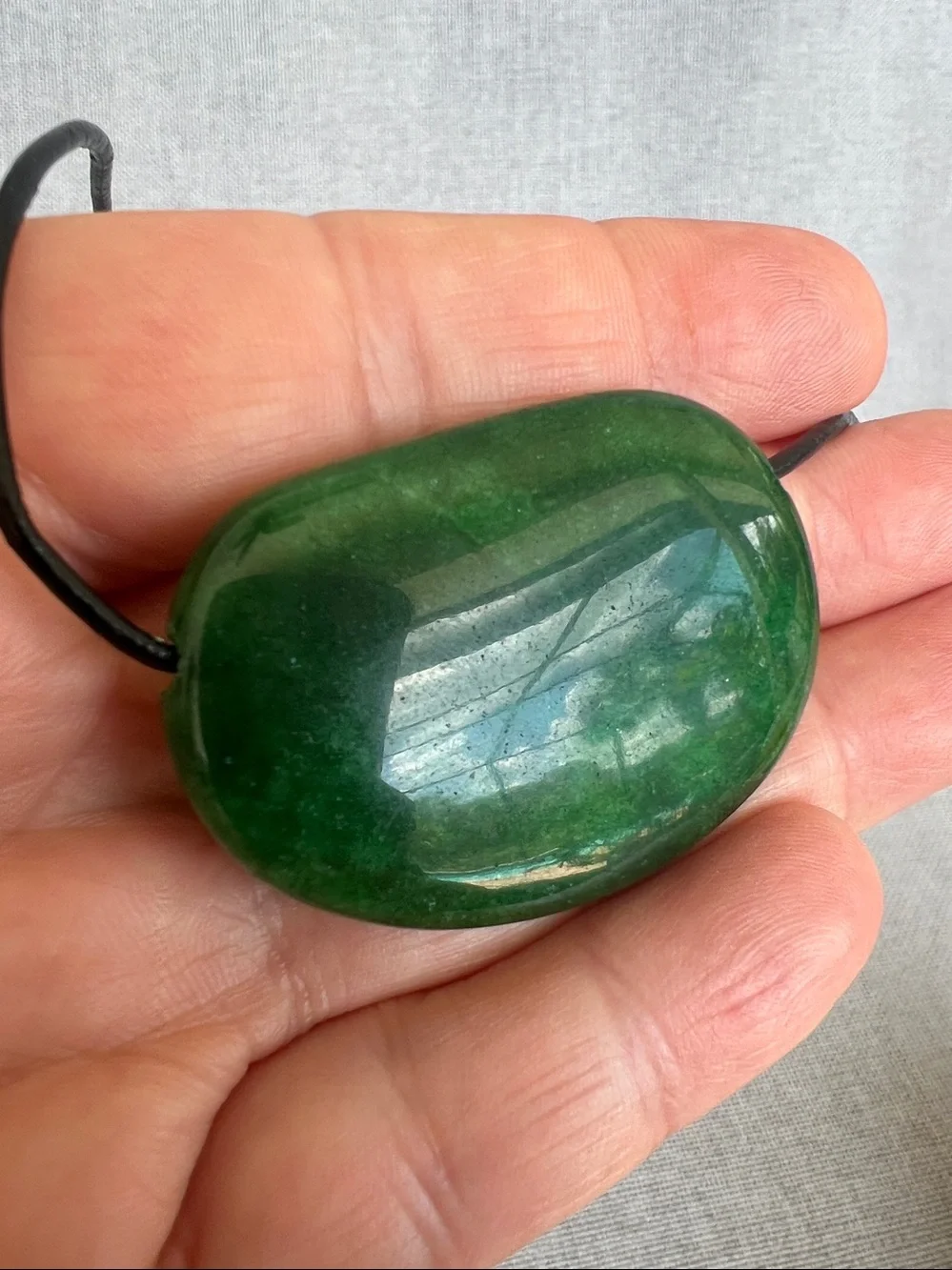 Camila Coelho Green Semi-precious stone pendant leather cord  necklace  NWT